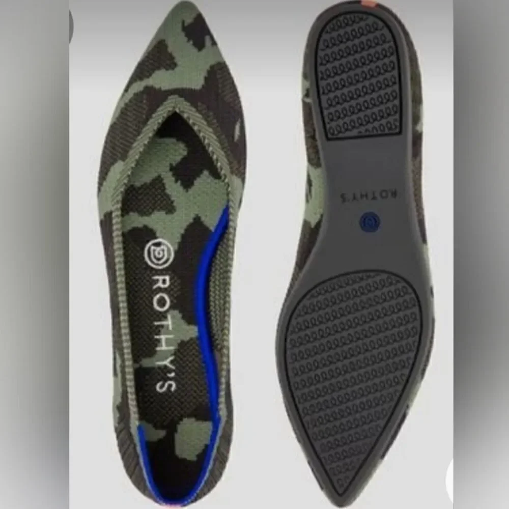 Rothy's The Point Olive Limited Edition Camo Flats Loafers